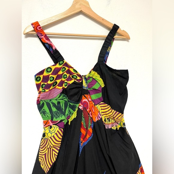 Colorful Boho Sundress Vibrant Multicolor Abstract Pattern - Picture 3 of 7